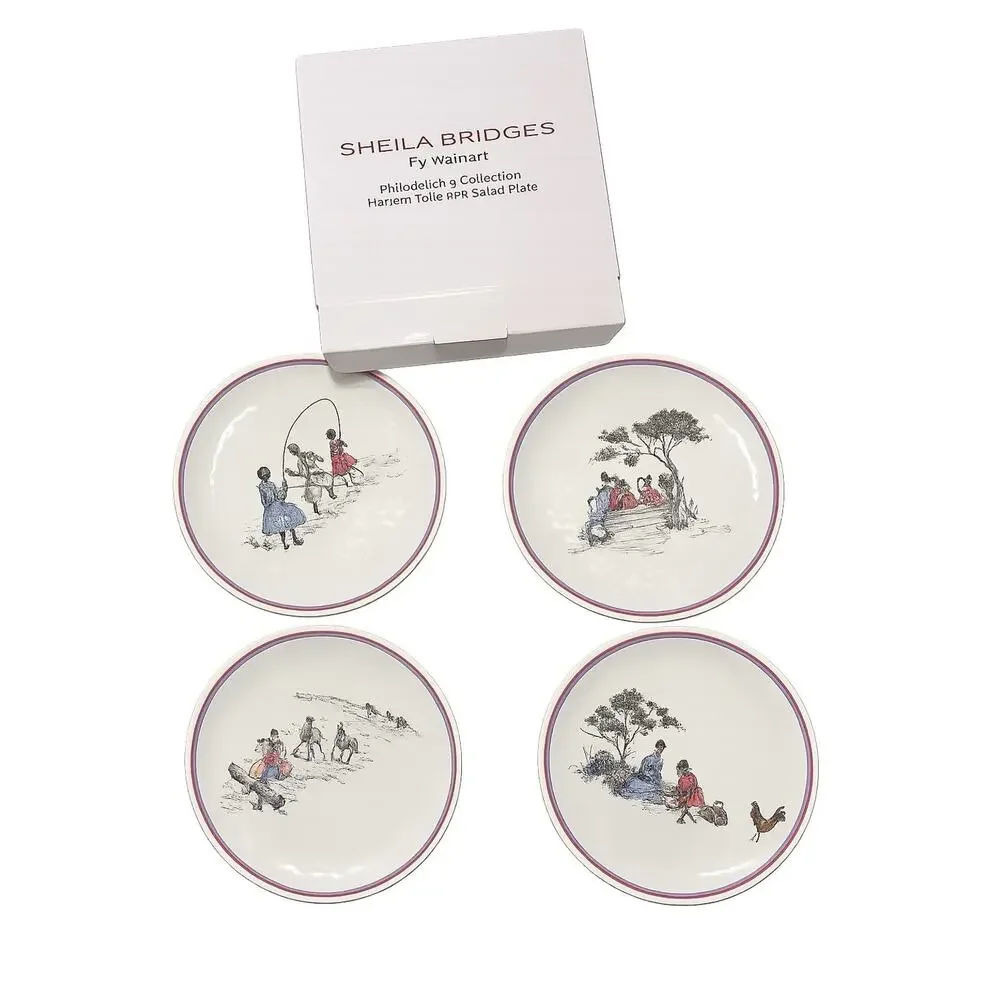 RARE Sheila Bridges Walmart Philadelphia Harlem Toile 4 Salad Plates SEALED